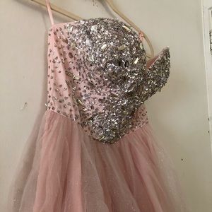 Gorgeous pink short homecoming prom formal dress